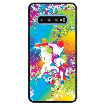 Capa Silicone Hapdey Para Samsung Galaxy S10 Design Jogadores de Futebol Abstratos MultiColoridos Flexível Em TPU - Preto