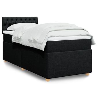 Cama box spring com colchão de solteiro vidaXL | tecido preto - 1