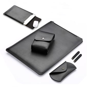 Sleeve HSMY Couro PU Kit de Acessórios 4 em 1 para New MacBook Pro 16 '' A2141 - Preto - 1