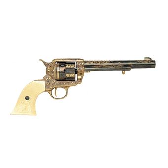 Réplica Denix do calibre de revólver 45 pacificador Samuel Colt em 1873 s de metal e alças de plástico imitação de marfim - 1