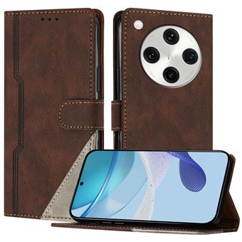 Capa FOXDOCK para OPPO Find X8 Pro | Fecho Magnético | Pele TPU Macia | 3 Compartimentos para Cartões | Função de Suporte | Castanho - 1