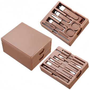 Kit de Manicure Profissional BAYKAR | 13 Peças | QT11 - Castanho - 1