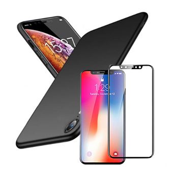 Kit Película de Vidro 5D Full Cover e Capa Slimshield Phonecare para iPhone Xr Preto