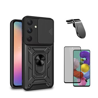 Kit Película 5D Anti-Spy + Capa Magnetic Military Defender Slide Window Anti-Impacto + Suporte Magnético L Safe Driving Carro Phonecare para Samsung Galaxy S23 FE - Preto - 1