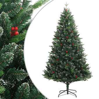 Árvore de Natal artificial articulada vidaXL | com bagas vermelhas | 240 cm - 1