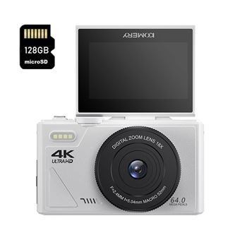 Máquinas Fotográficas Compactas SZSMART W1 de nível básico | 4K | HD | 64MP | 16xZoom 3" + 128G | branco - 1