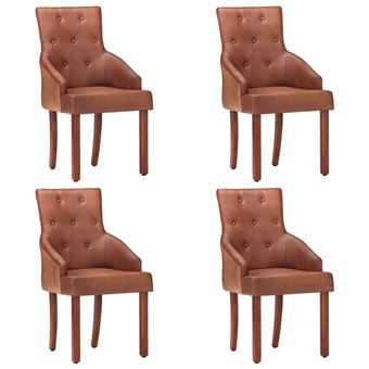 Cadeiras de jantar vidaXL | 4 peças | couro de cabra genuíno castanho - 1