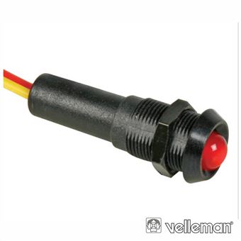 Led Velleman 5mm Alto Brilho Vermelho Intermitente 12V Dc Com19cm Cabo - 1