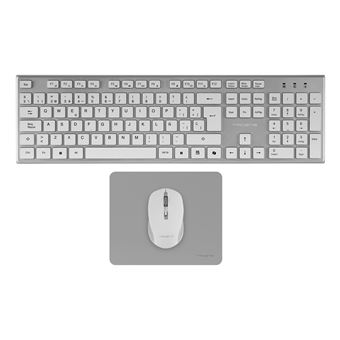 Teclado Wireless + Rato Tacens 6ZENITHWES | Idioma: Espanhol | Prateado, Branco - 1