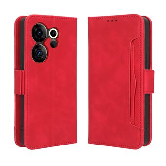 Capa FOXDOCK Protetora para Tecno Camon 20 Premier 5G | Suporte e Flip de couro PU | À Prova de Choque | Vermelho - 1