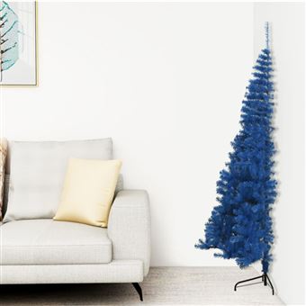 Meia Árvore de Natal Artificial com Suporte vidaXL | 240 cm | PVC Azul - 1
