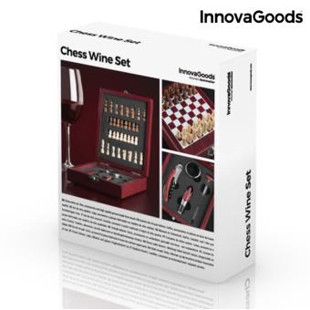 Kit 2 Em 1 Acessórios Vinho Wine Xadrez Presente Sofisticado