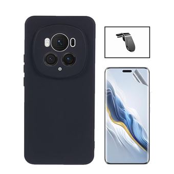 Kit Phonecare Película Hydrogel Full Cover Frente + Capa Silicone Líquido + Suporte Magnético L Safe Driving Carro para Honor Magic6 Pro | Preto - 1