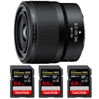 Objetiva Nikon Z MC 50mm f/2.8 Macro + 3 SanDisk 64GB UHS-II 300 MB/s + PDF 15 técnicas para melhorar as suas fotografias - 1