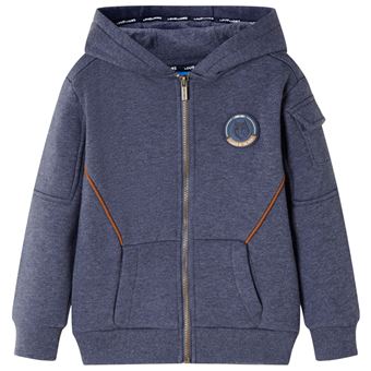 Sweatshirt para criança | vidaXL | com capuz e fecho azul-escuro mesclado 104 | 3 a 4 anos - 1