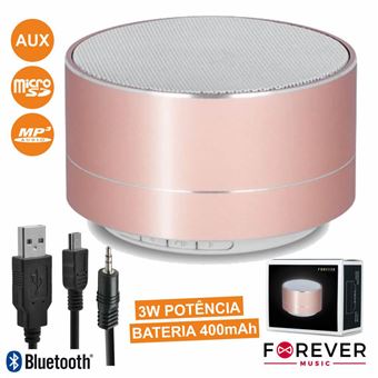 Coluna Bluetooth Portátil Forever 3W USB/Microsd/FM/BAT Rubi