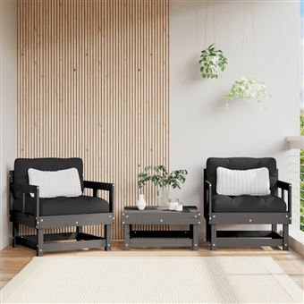 Cadeiras de jardim vidaXL | 2 peças | madeira de pinho maciça cinzento - 1
