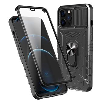 Capa e TPU à prova de choque com suporte de chute e slide da câmara Magunivers para iPhone 14 Pro - preto - 1