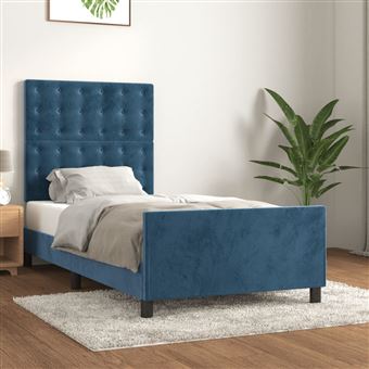 Estrutura de cama com cabeceira vidaXL | 80x200 cm | veludo azul-escuro - 1