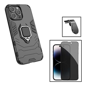 Kit Gift4Me Película de Vidro Temperado Privacidade + Capa de Proteção Militar Magnética + Suporte Magnético L para Apple iPhone 15 Plus - Preto - 1