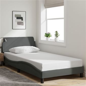 Estrutura de Cama vidaXL Dover | 100x200 cm | tecido cinzento-escuro - 1
