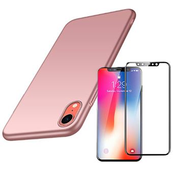 Kit Película de Vidro 5D Full Cover e Capa Slimshield Phonecare para iPhone Xr Cor-de-Rosa