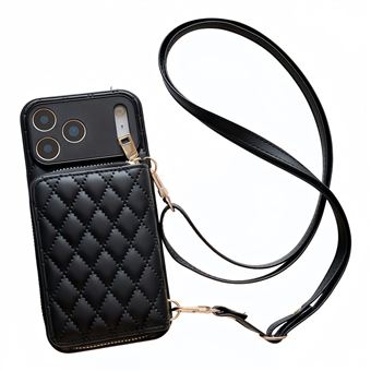 Capa de Couro com Zip para Cartões QT303 V-REEL para iPhone 17 Pro - Preto - 1