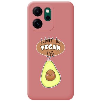Capa Tumundosmartphone de silicone líquido rosa para Oppo Reno 14 FS / 14FS 5G | Vegan Life Design Drawings - 1