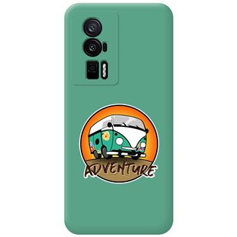 Capa Tumundosmartphone de silicone líquido verde para Xiaomi POCO F5 Pro 5G desenhos de design de aventura - 1