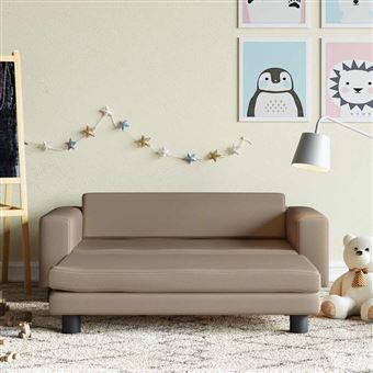 Sofá infantil com apoio pés vidaXL | 100x50x30 cm | couro artificial cappuccino - 1