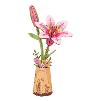 Puzzle 3D ROBOTIME Flora Pink Lily | 124 Peças - 1