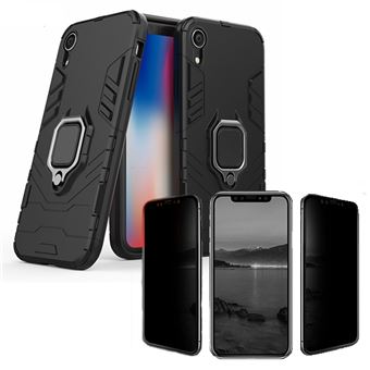 Kit Película 5D Anti-Spy + Capa 3X1 Military Defender Phonecare para Iphone XR Preto