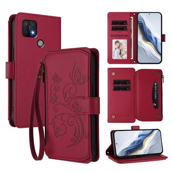 Capa tipo Carteira FOXDOCK para OPPO A15 | Porta-cartões | Alça de Mão | Vermelho - 1