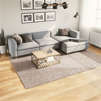 Tapete shaggy de pelo alto vidaXL Pamplona | 200x280 cm | bege - 1