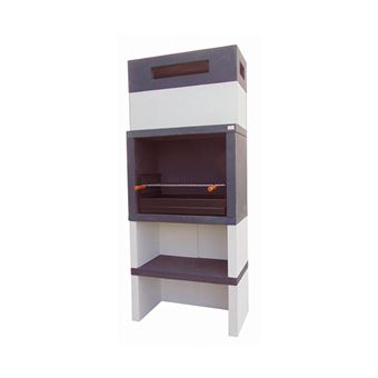 Churrasqueira simples ARTICIMENTOS BBQ WIDE | produzida em betão | pintada de branco e preto | 86x48x203cm - 1