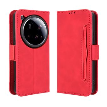 Capa FOXDOCK Protetora para Xiaomi 15 Ultra | Suporte e Flip de couro PU | À Prova de Choque | Vermelho - 1