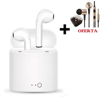 Auriculares Bluetooth Klack I7 + Oferta Auriculares com Cabo jack 3.5 Dourados de Alta Qualidade