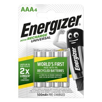 Pack de 4 Pilhas Recarregáveis ??Energizer Recharge Universal | 500 MAh NiMH AAA - 1