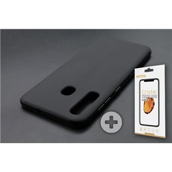 Conjunto com Película de Vidro Temperado e Capa Skyhe para Samsung Galaxy A50 Gel Preto