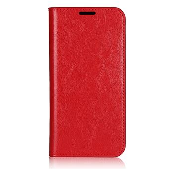 Capa Magunivers de Couro Genuíno Pele de Cavalo Louco Vermelho para Samsung Galaxy A41 (Global Version) - 1
