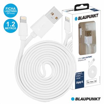 Cabo USB-A 2.0 Blaupunkt Macho / Iphone 5/6 1.2M Branco - 1