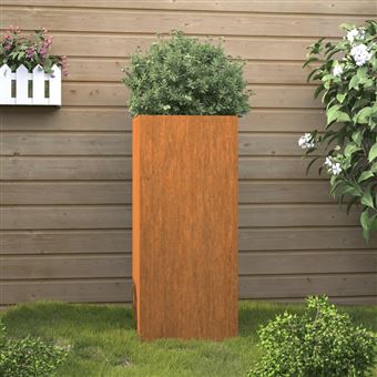 Vaso/floreira vidaXL | 32x29x75 cm | aço corten - 1