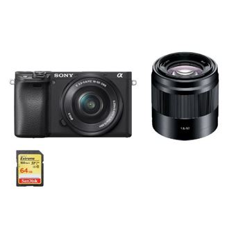 Sony A6400 Kit Preto SEL 16-50MM F3.5-5.6 OSS Preto + SEL 50MM F1.8 OSS Preto + Cartão SD de 64GB - 1