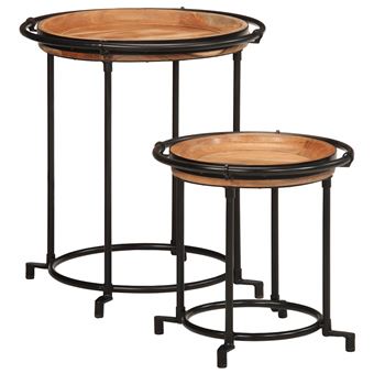 Conjunto de mesa de apoio vidaXL | 2 Peças | madeira de acácia maciça - 1