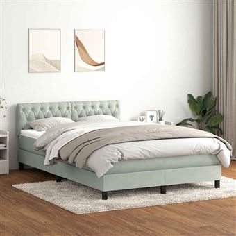 Cama com molas/colchão vidaXL |  160x220 cm | veludo cinzento-claro - 1