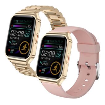 Smartwatch TW3 | 2 Braceletes - Rosa/Dourado - 1