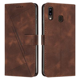 Capa FOXDOCK para Samsung Galaxy A20E | Pele | Flip | 3 Compartimentos para Cartões | Castanho - 1