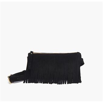 Mala de Cintura Bi-Joy Rita em Camurça Preta com Franjas - 1