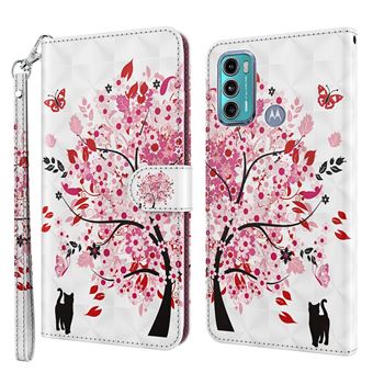 Capa PU + TPU à Prova de Choque, com Suporte e Alça de árvore dos desejos para Motorola Moto G60 - 1