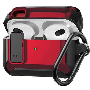 Capa Antiimpacto SafeLock para Apple AirPods 3ª Ger | Preto e vermelho - 1
